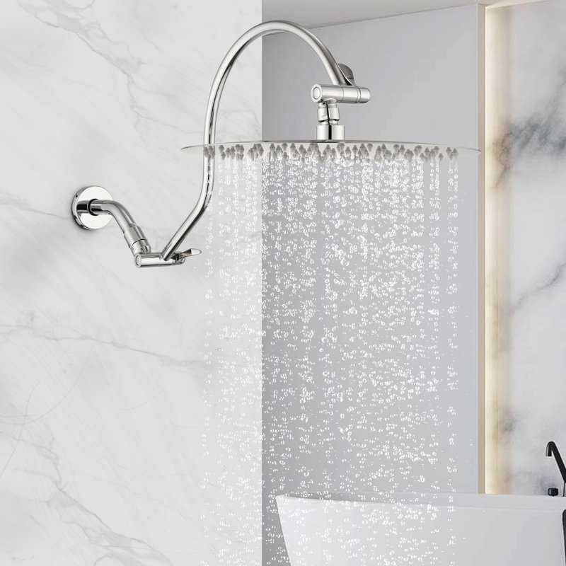 10" High Pressure Rain Shower Head With 12'' Extension Arm, Chrome