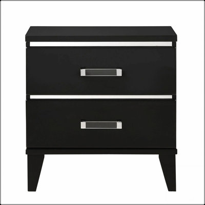 Élégante table de chevet à 2 tiroirs avec une construction durable et beaucoup de rangement, parfaite pour les chambres à coucher modernes