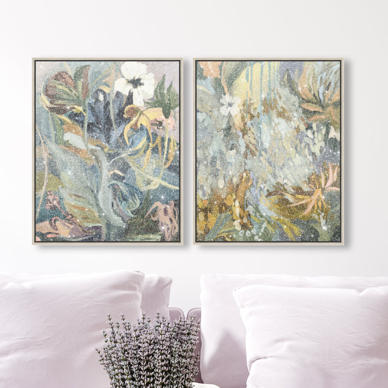 Moss Overlap Set Set by Oliver Gal, 42"H x 34"W, Silver Floater Frame