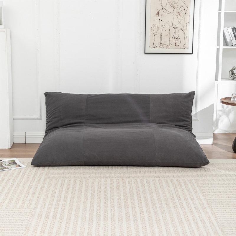 Fauteuil à billes de plancher, Velours côtelé gris