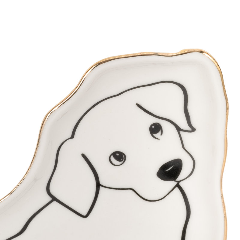 Plateau à bibelots en céramique en forme de chien Boho Design Motif animal décoratif