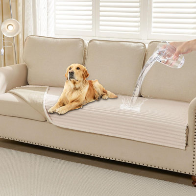 Waterproof Couch Cover for Dogs Washable,Fuzzy Pet Couch Covers for Sofa,Thick Soft Dog Bed Cover Non-Slip Couch Covers for 3 Cushion Couch Sofa Pet Friendly (Off White, 35" x 82")