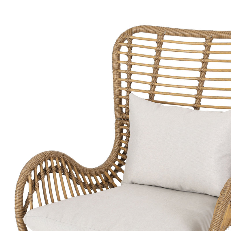 Ensemble de 2 chaises de patio en osier avec coussins Tapscott, Naturel, Beige
