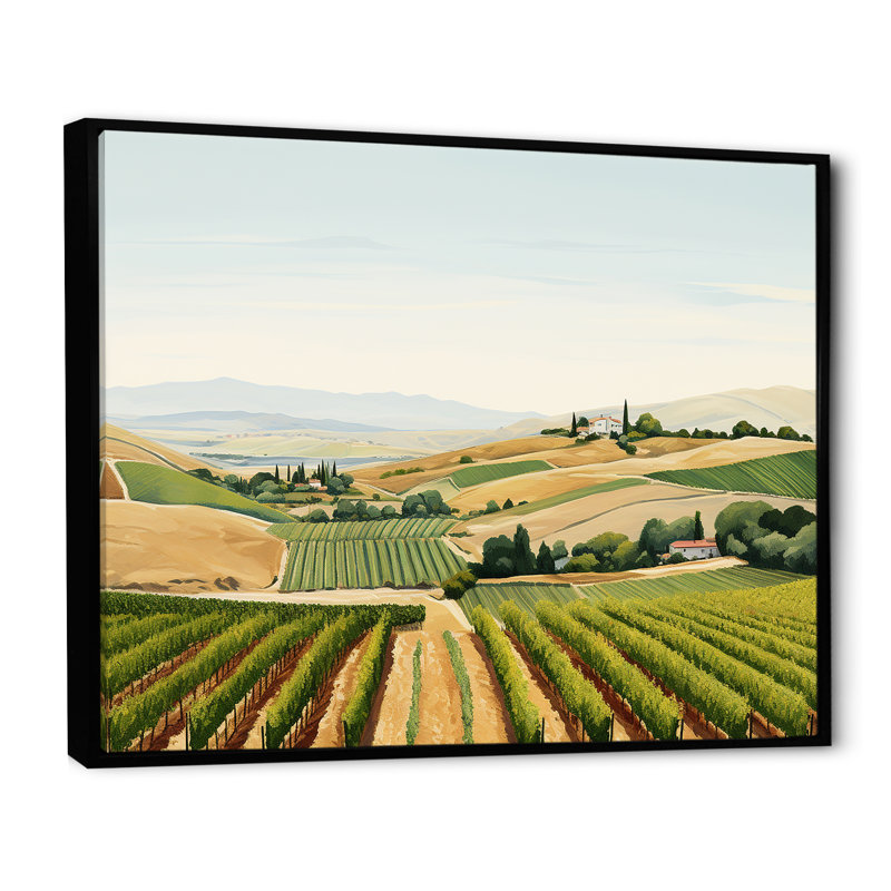 «Vineyard Scenery Landscape Beauty II», reproduction sur toile, Cadre flottant noir, H 34 po x l 44 po