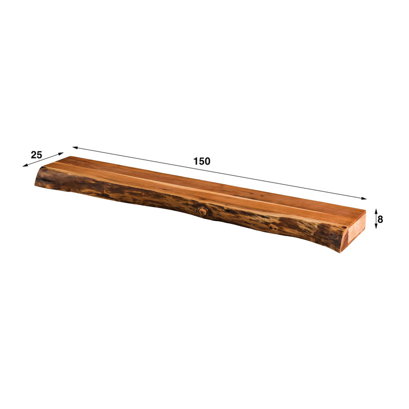Lenexa Acacia Solid Wood Floating Shelf, 8cm H x 150cm W x 25cm D