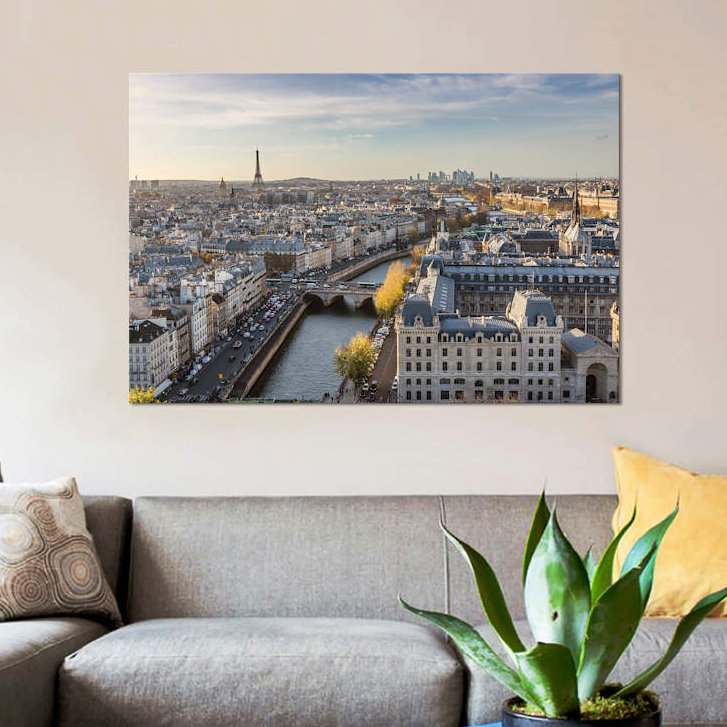 «Tour Eiffel et rivière seine, Paris» par Matteo Colombo, impression sur toile tendue, H 8 po x l 12 po x P 0,75 po