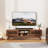 Walnut Retro TV Stand with Lattice Sliding Doors & Solid Wood Legs - Media Console Fits TVs Up to 65" for Living Room, Bedroom and Office-1043799310