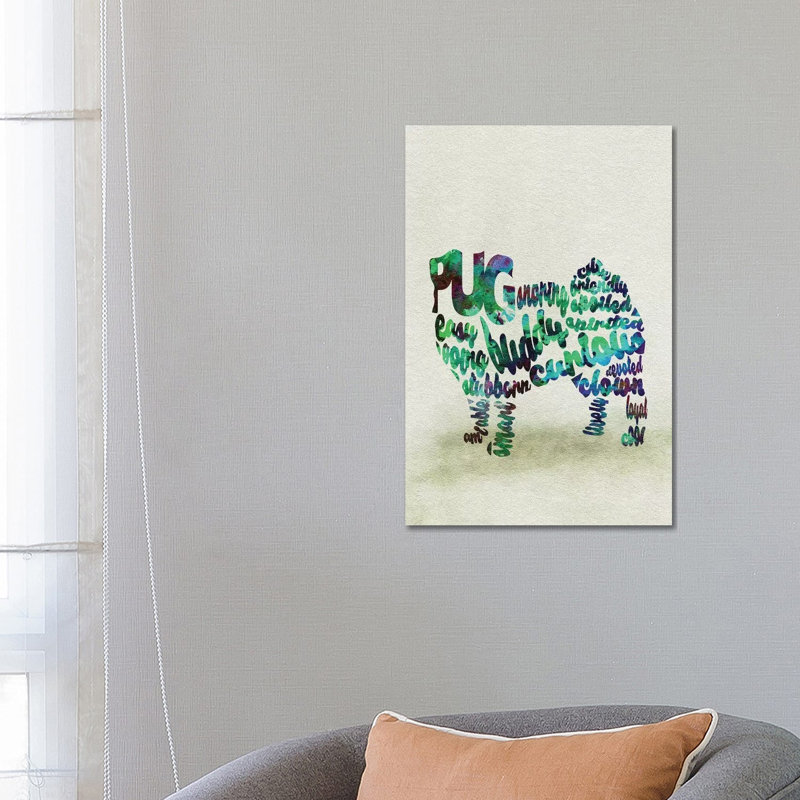 Pug by Ayse Deniz Akerman - Wrapped Canvas Print, 66.04 cm H x 45.72 cm W x 3.175 cm D