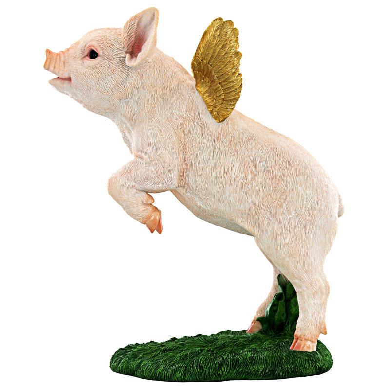 When Pig Fly Garden Statue