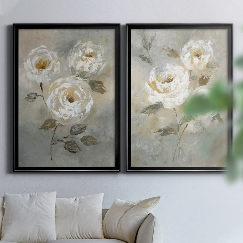 «Soft and Bold I», ensemble de 2 reproductions d'art, Pas de tapis, H 30,5 po x l 42,5 po x P 3 po, Toile avec cadre noir