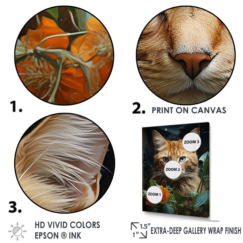 Mystique Cat Print on Canvas with Black Frame