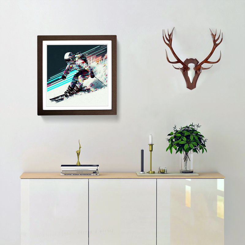 Skiing Glitch Art - Framed Print