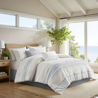 Morgan 100% Cotton Jaquard Striped 6-Piece Full Comforter Set