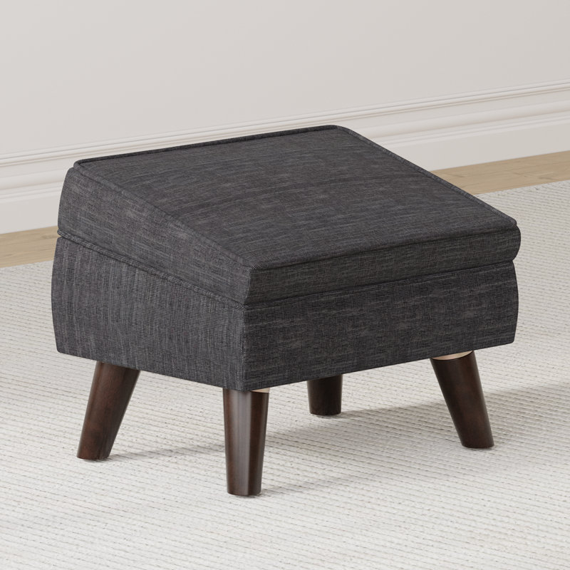 15.75" Wide Rectangle Storage Ottoman Stool, Entryway Ottoman Chairs,Footstools, Dark Gray Linen