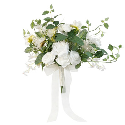 19.7 Inches Artificial Lilac Bridal Bouquets For Bride, Free Form Artificial Wedding Flower Bouquet