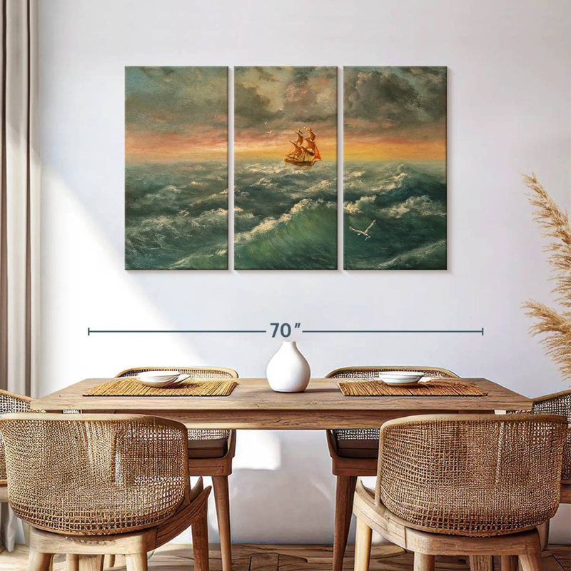 Alvord Ship In Stormy Sea, 36" H x 57" W