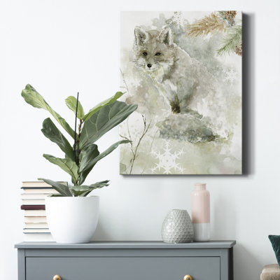 «Winter Lodge Fox» par Carol Robinson, reproduction d'art sur toile tendue