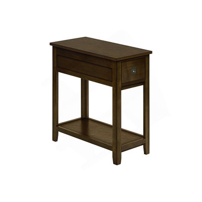 Narrow Transitional Accent Table With Storage Drawer And Bottom Shelf For Versatile Use In Bedrooms And Living Rooms