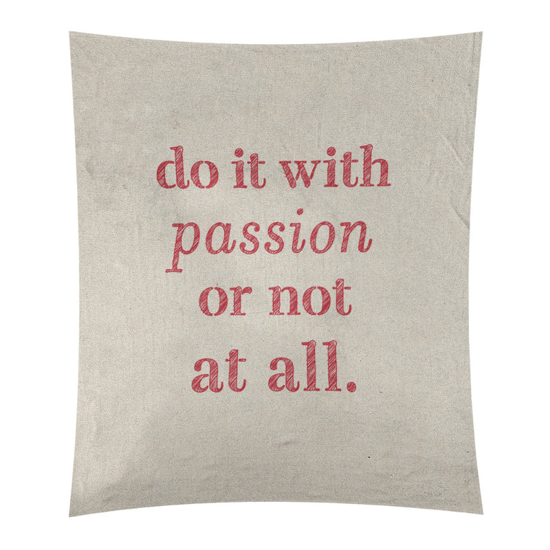 Tapisserie en polyester pour citation de passion, H 80 po x l 68 po, Ivoire / Rouge