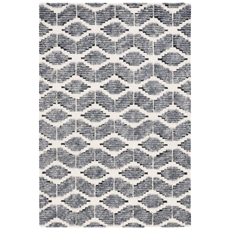 Tapis géométrique en laine / coton touffeté à la main Kuljit, Rectangle 4 pi x 6 pi
