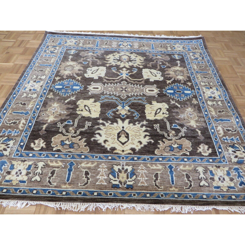 Tapis carré en laine de conception unique 6 pi x 6 pi Inesh