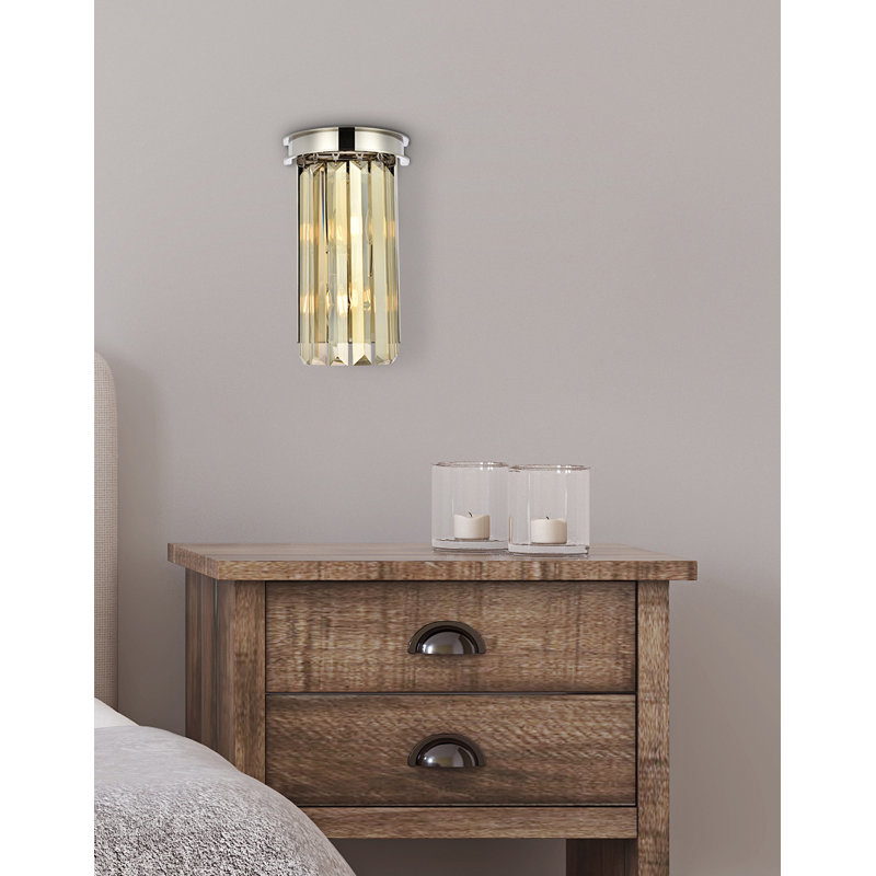 Yazmin Crystal Flush Mount, Golden Teak