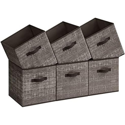 Cubes de rangement, bacs en tissu non tissé de 13 pouces avec poignées doubles, ensemble de 6, organisateurs de placard pour tablettes, pliables, pour les vêtements