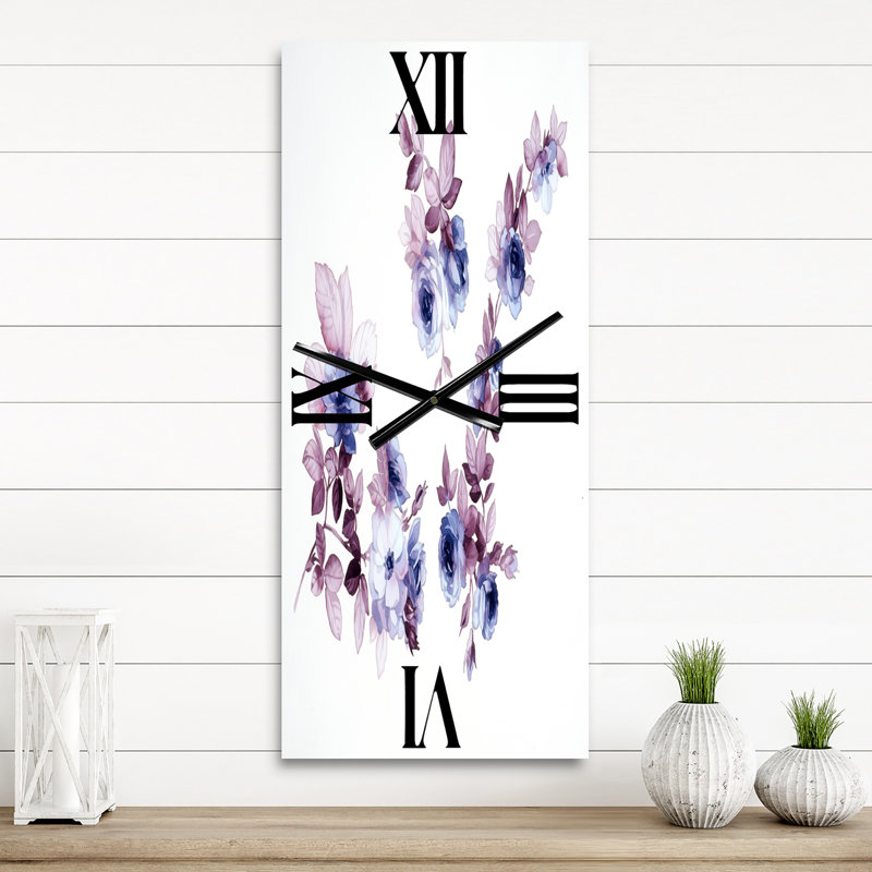 Horloge murale mauve Wildflowers I, Petit