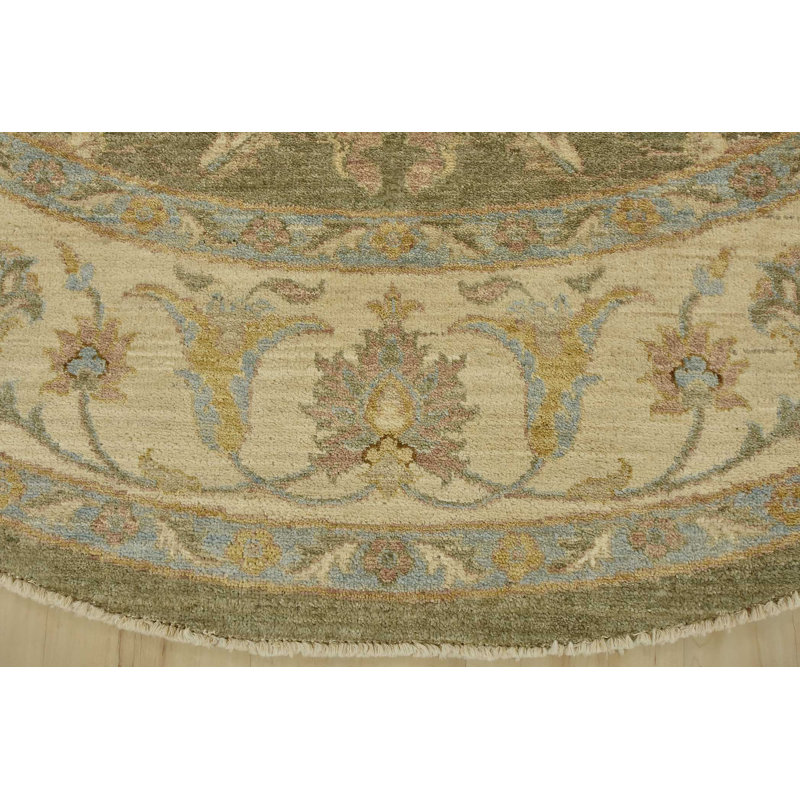 Tapis oriental traditionnel en laine noué à la main 8 pi 1 po x 7 pi 11 po Ziegler