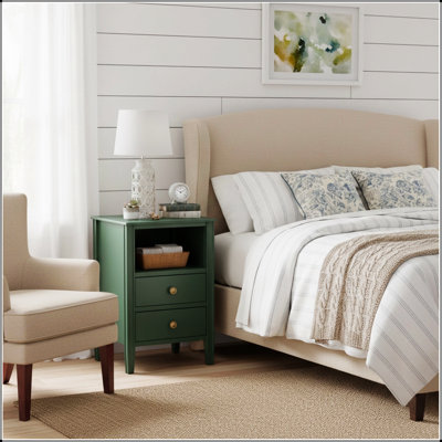 Table de chevet à 2 tiroirs avec rangement élégant Winston, parfaite pour les chambres à coucher modernes