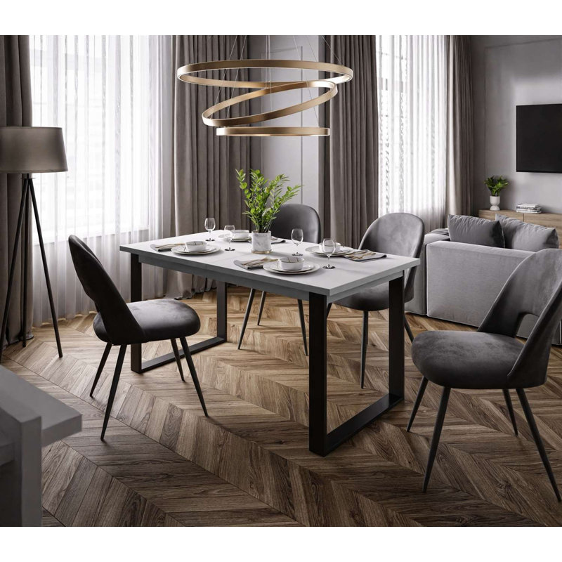 Akshita Rectangular Dining Table, Black, Grey/Brown/Blue