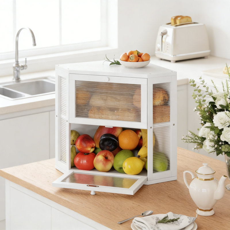 Wood Food Storage Container, White