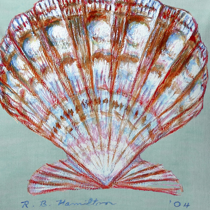 Housse et insert de coussin carré intérieur / extérieur Scallop, H 12 po x l 12 po, Bleu sarcelle / brun