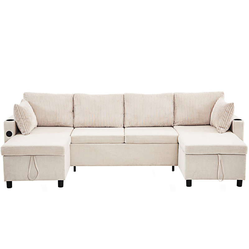 Sectional Sofa, Pull-Out Sofa Bed, Versatile Sofa Sleeper With Large Storage Space