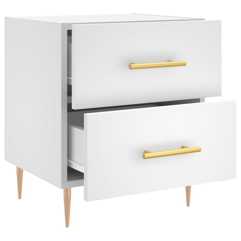 40cm W Iron Bedside Table, White, Individual