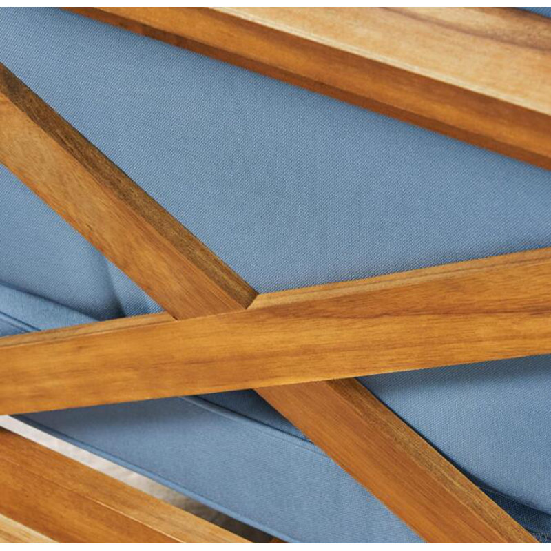 Fauteuil à dossier en X BRAVA, Bois, Bleu