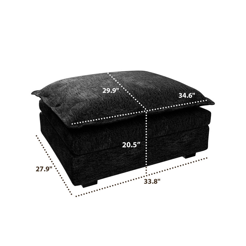 Repose-pieds 34,6 po Chenille, Noir, noir, noir, noir