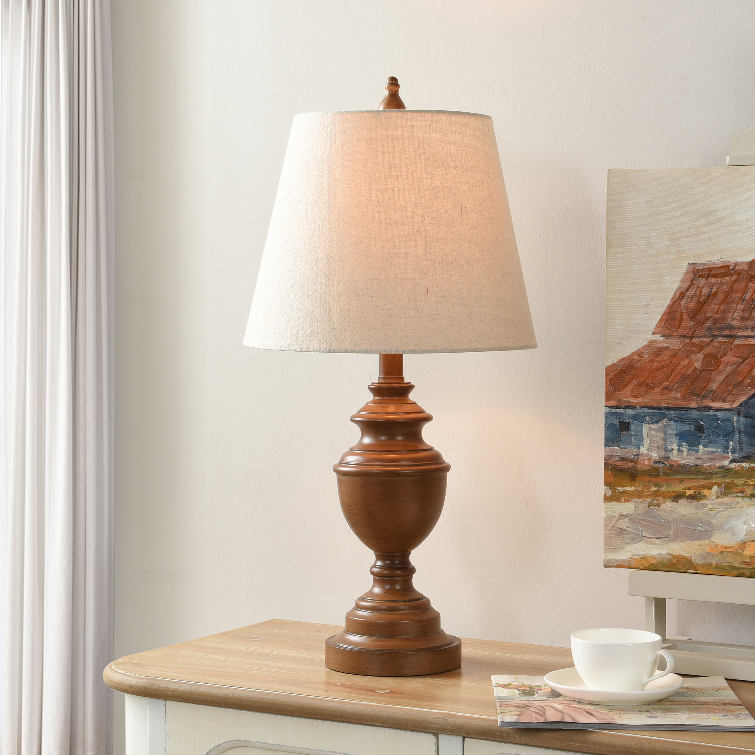 Battery Powered Live Edge Wood Table Lamp Loon Peak Base Color: Hickory Brown