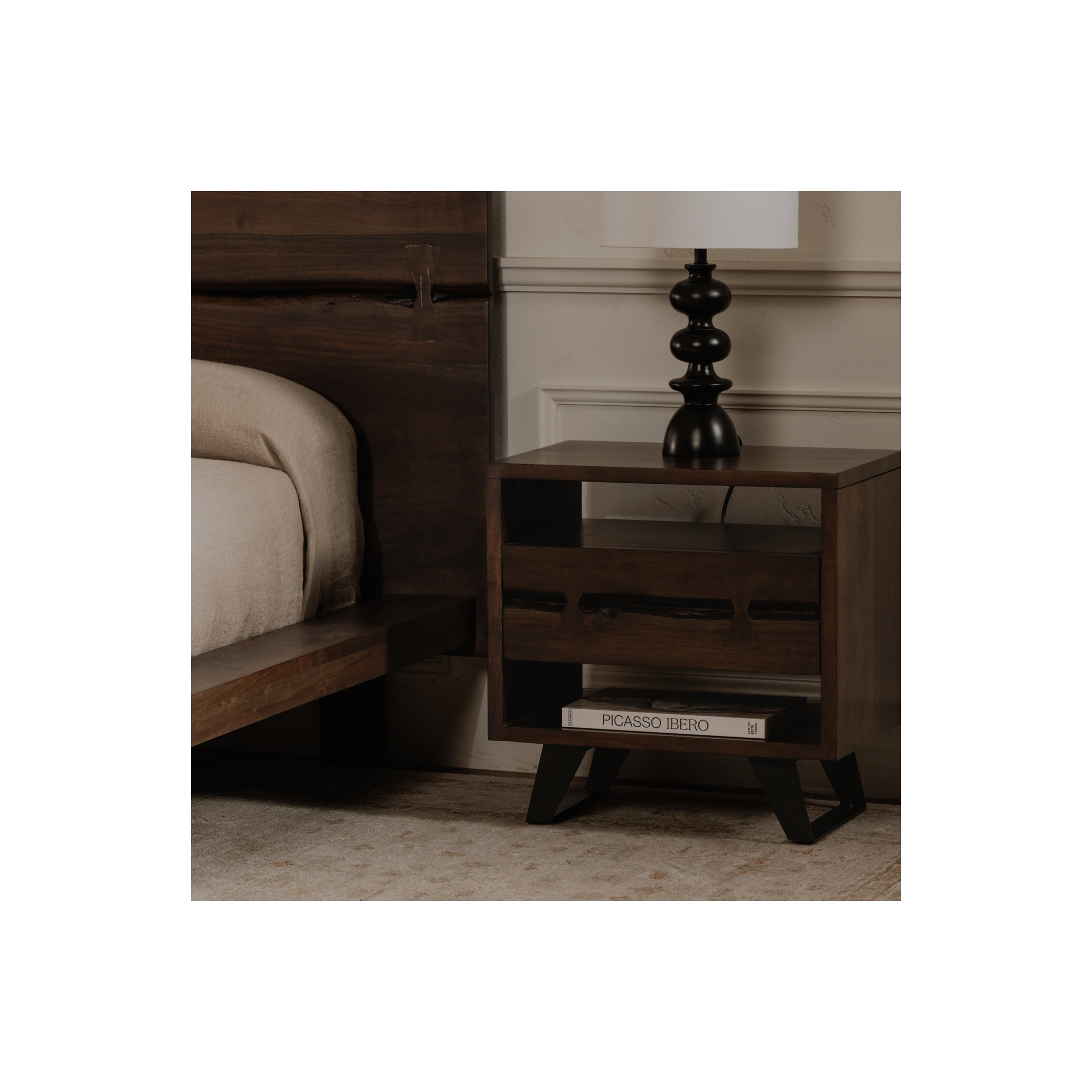 Broughton 1 - Drawer Nightstand, Dark Brown
