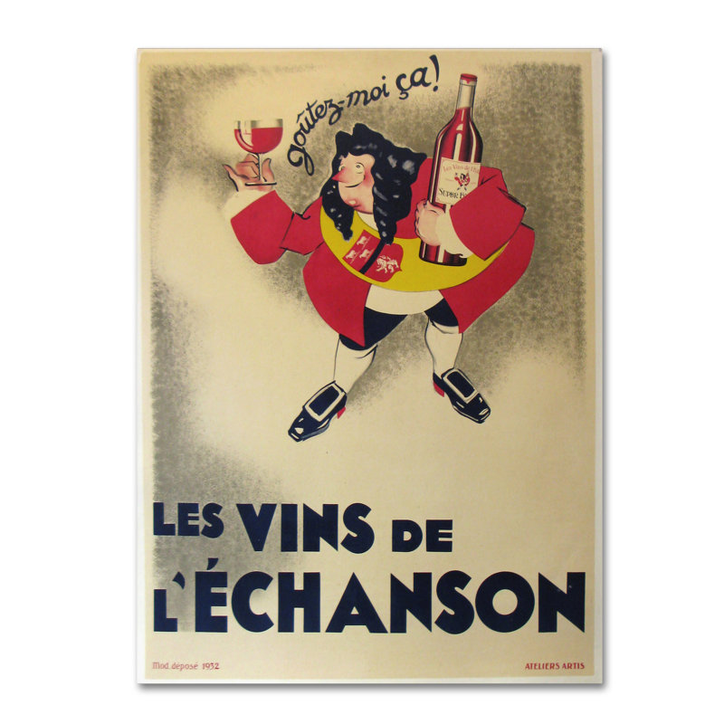 « french wine », reproduction d’impression sur toile tendue, H 19 po x l 14 po