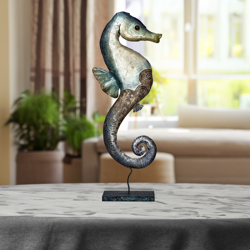 Partain Seahorse Capiz Shell and Metal Stand
