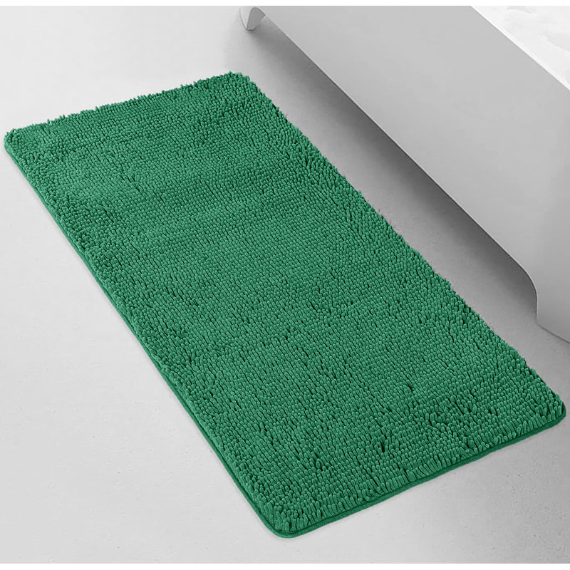 27"x47" - Black Soft Cozy Plush Chenille Bath Mat Bathroom Rug, Hunter Green