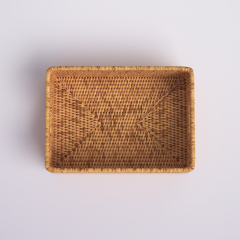 Dotted Line™ Rattan Basket, Honey Brown