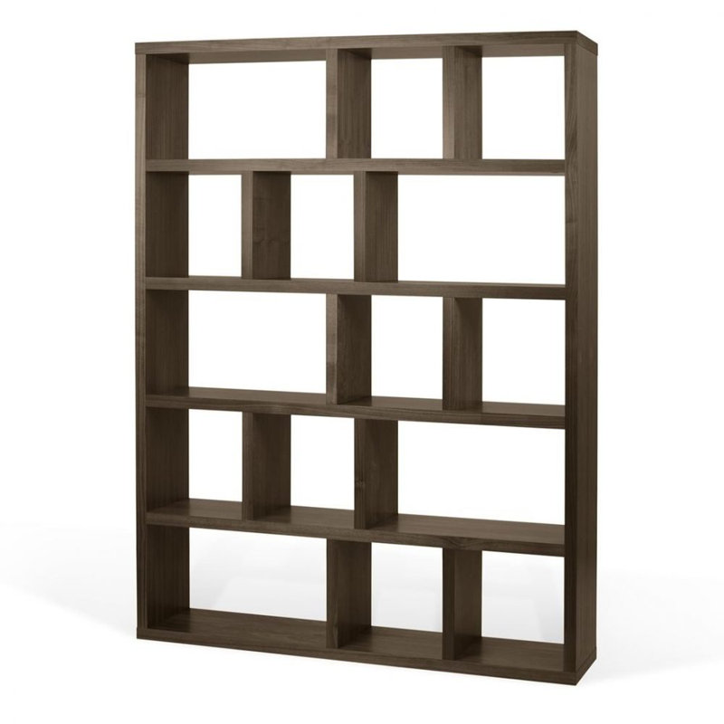 Bibliothèque en bois manufacturé Stetson, Noyer, (Cinq tablettes) H 78 po x l 59 po x P 13 po