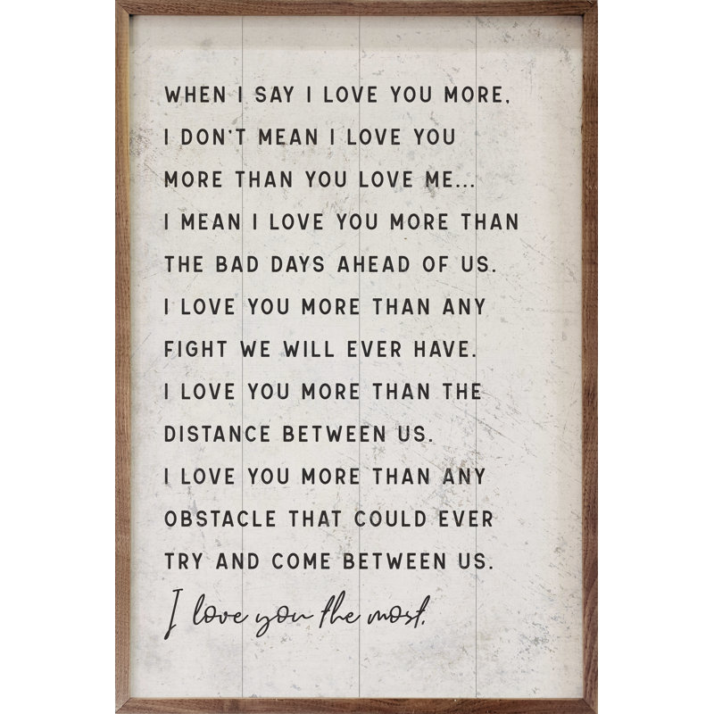 When I Say I Love You More, White, 16" W x 24" H