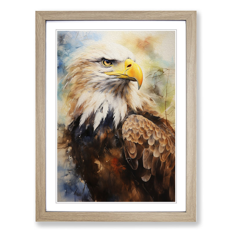 Eagle Expressionism No.2 - Single Picture Frame Print on Wood, Oak Framed, 34cm H x 25cm W