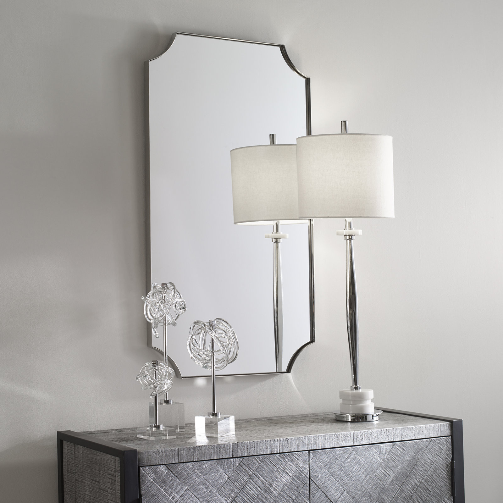 Letellier 22" Accent Mirror, Nickel, 40.25” H x 22.25” W