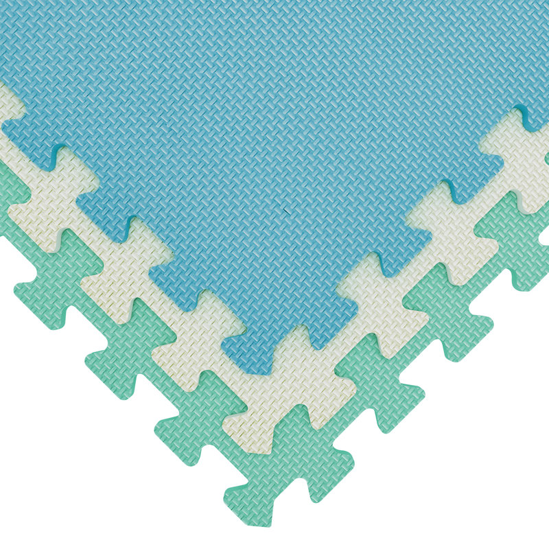 Tapis de jeu en mousse à emboîtement, Bleu/blanc/vert