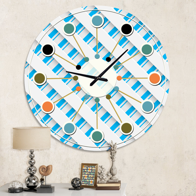 Horloge murale 3D blanche et bleue VI - Mid-Century, Moyenne
