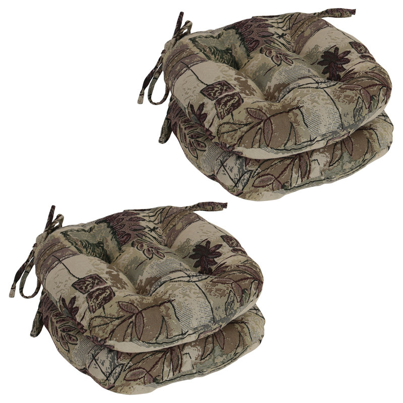 16-Inch Round Woven Tapestry Tufted Chair Cushions (Set Of 4)